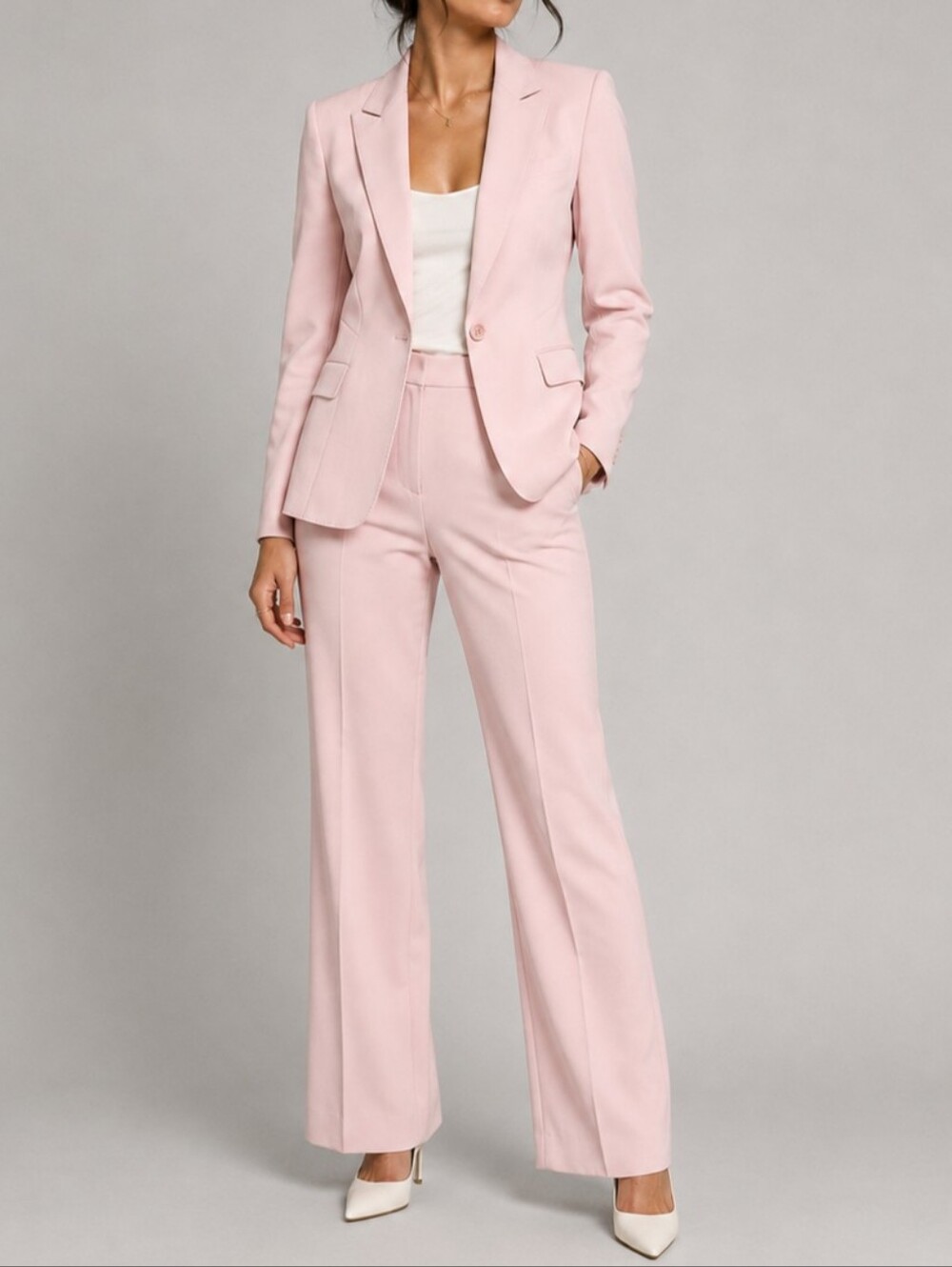 Anne Klein Pink Suit Size 6 Blazer Pant Trousers Office Siren 2 Piece Y2K
